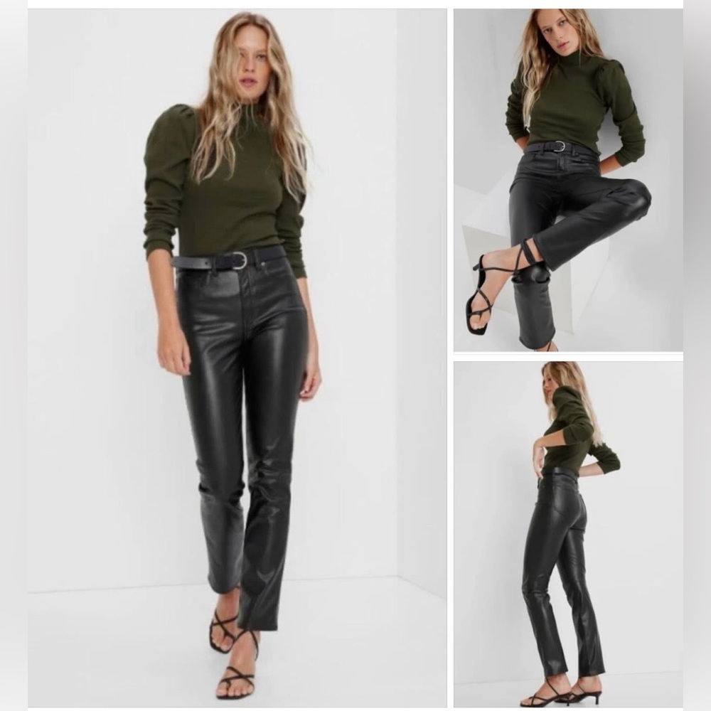 New. GAP Vintage Slim High Rise Vegan Leather Pants Black